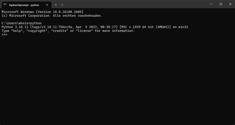 Python 3.10 running in the command prompt.
